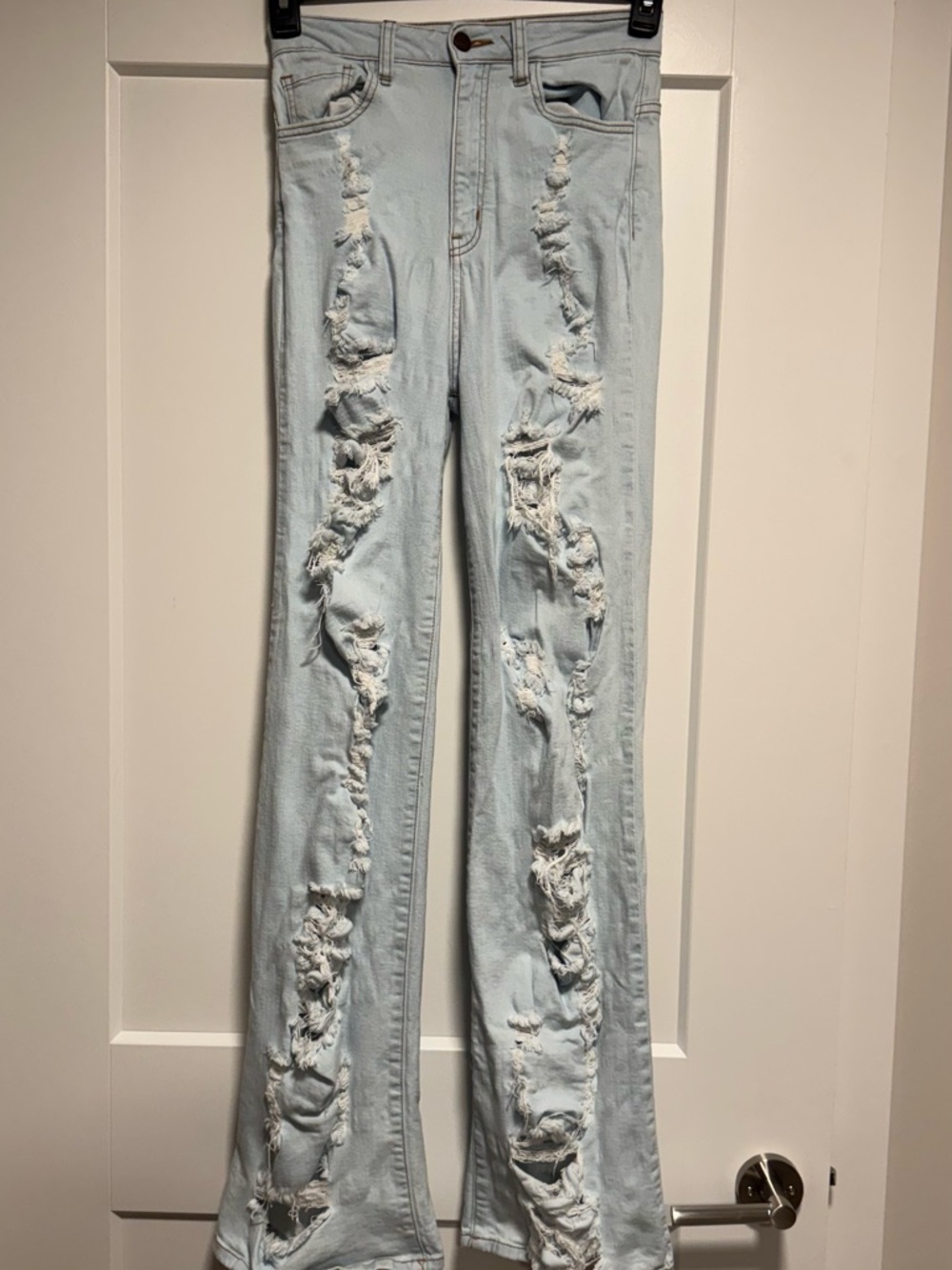 AKIRA Light Blue Distressed Flare Jeans